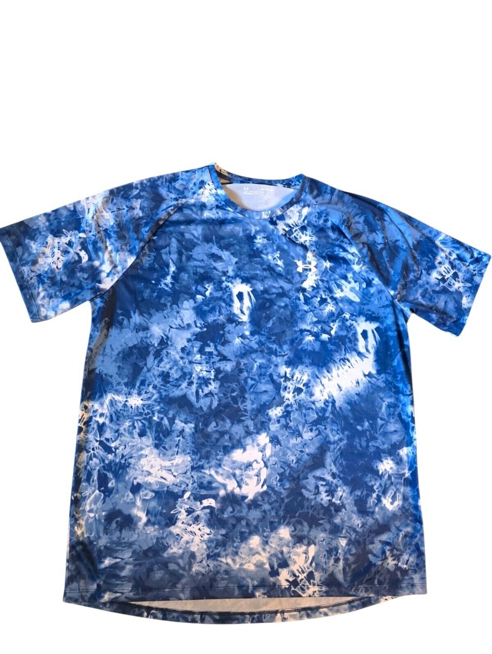 Under Armour HeatGear Blue Splatter Paint Performance XL Athletic Short Sleeve